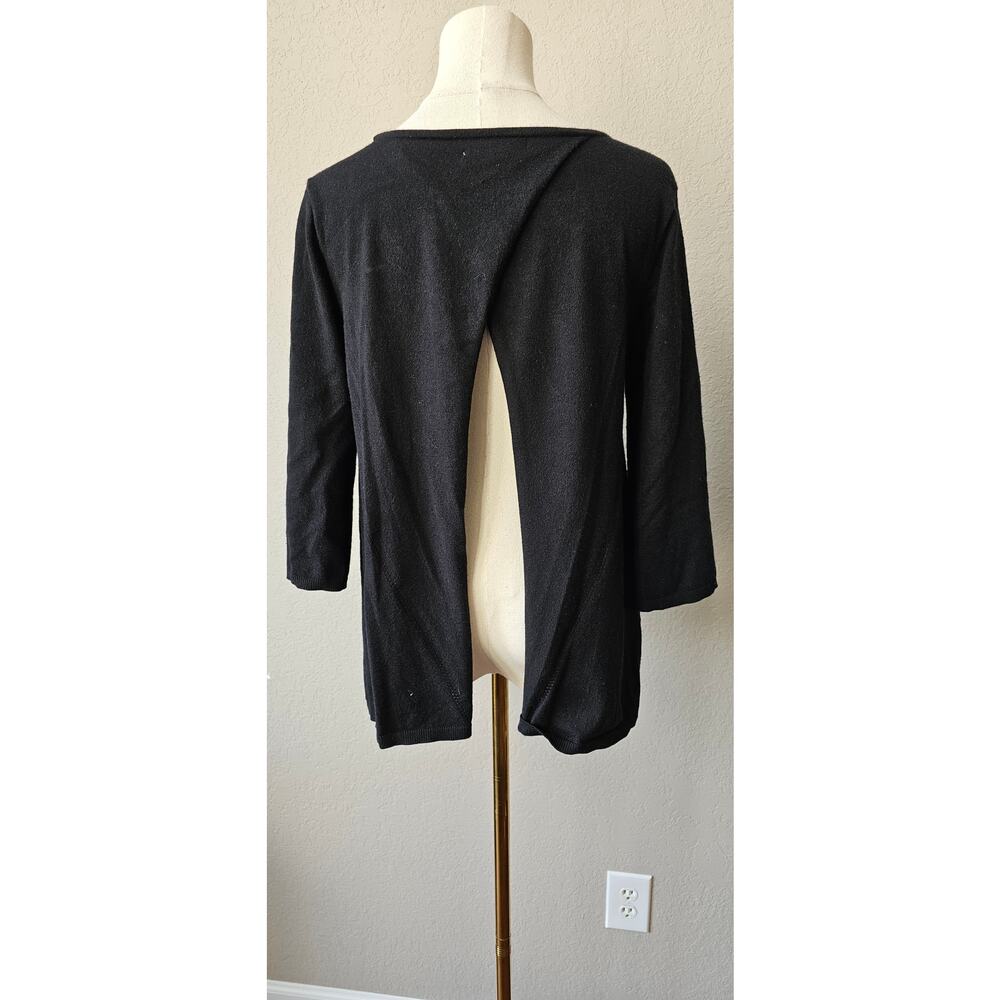 Hilary Radley Long Sleeve Open Back Super‎ Soft Knit Sweater Women Size XS Black